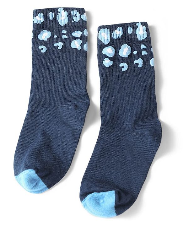 Pine Kids Cotton Knit Ankle Length Leopard Design Socks Pack of 5 - Pink Blue & Purple