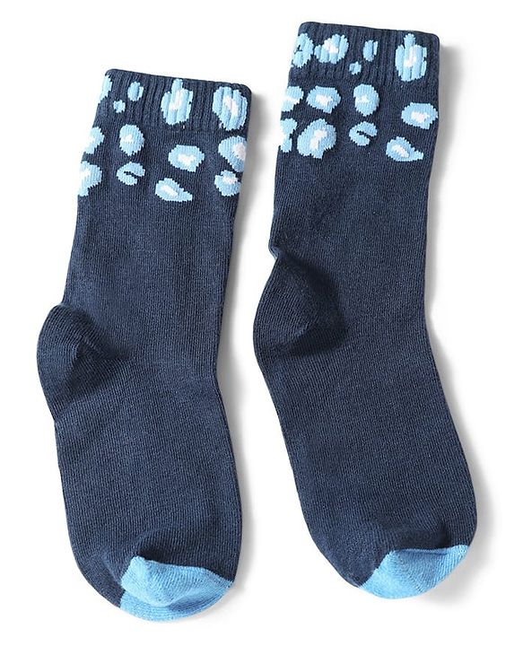 Pine Kids Cotton Knit Ankle Length Leopard Design Socks Pack of 5 - Pink Blue & Purple