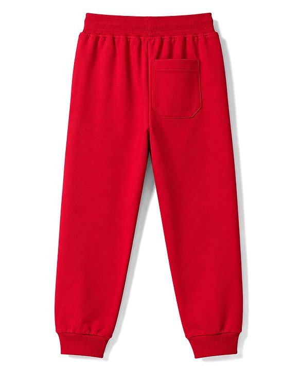 Pine Kids Knit Full Length Text Printed Lounge Pant - Red