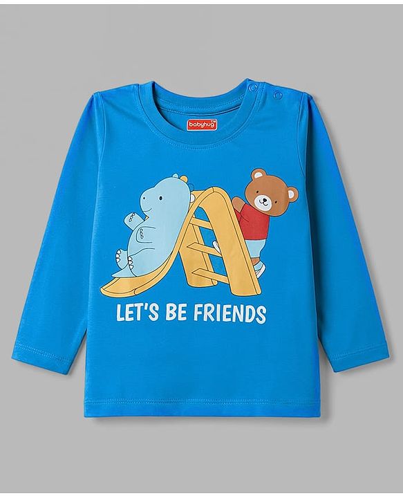 Babyhug Cotton Knit Full Sleeves  Animals Printed Co-Ords T-Shirt & Pyjama Night Suit Pack of 2 -Multicolour