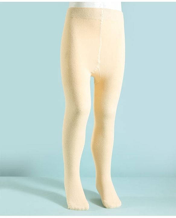 Pine Kids Cotton Knit Solid Color Footed Tights - Beige