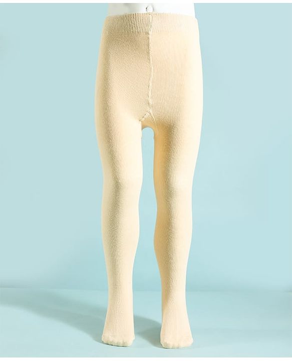 Pine Kids Cotton Knit Solid Color Footed Tights - Beige
