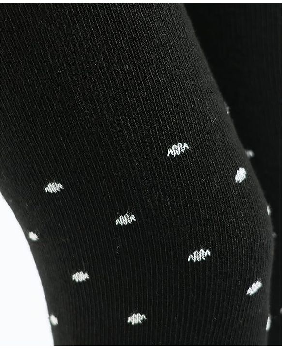 Pine Kids Cotton Knit Polka Dot Design Footed Tights - Black