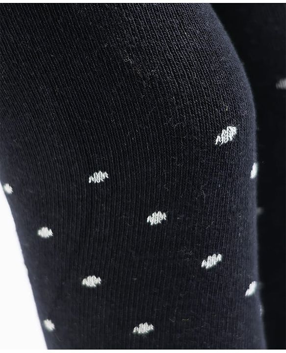 Pine Kids Cotton Knit Polka Dot Design Footed Tights - Navy Blue
