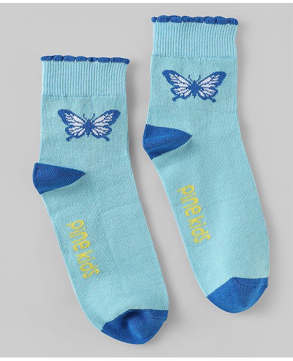 Pine Kids Knit Ankle Length Butterfly Designed Socks Pack of 5 - Multicolour