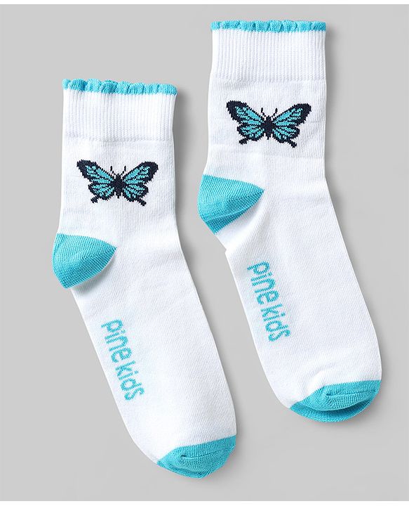 Pine Kids Knit Ankle Length Butterfly Designed Socks Pack of 5 - Multicolour