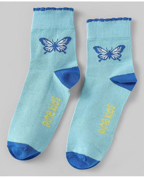 Pine Kids Knit Ankle Length Butterfly Designed Socks Pack of 5 - Multicolour