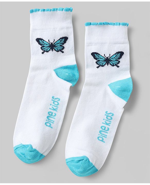 Pine Kids Knit Ankle Length Butterfly Designed Socks Pack of 5 - Multicolour