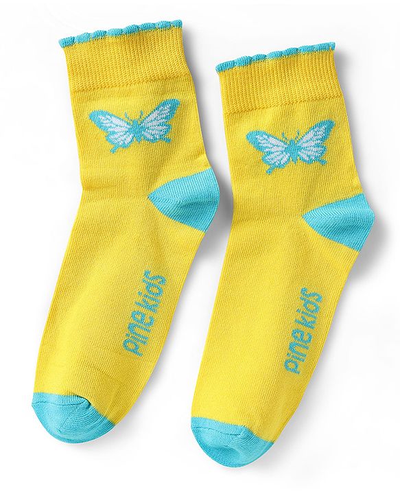 Pine Kids Knit Ankle Length Butterfly Designed Socks Pack of 5 - Multicolour