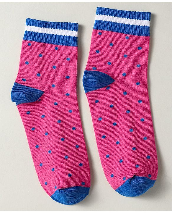 Pine Kids Knit Ankle Length Polka Dot Designed Socks Pack of 3- Multicolour