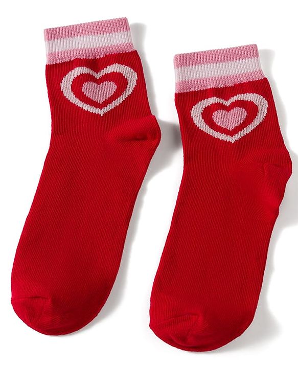 Pine Kids Knit Ankle Length Stripes & Heart Designed Socks Pack of 3- Multicolour