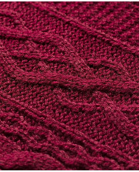 Babyhug Knit Full Sleeves Solid Colour Cable Knit Hooded Sweater - Maroon