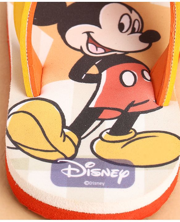 Cute Walk by Babyhug Slip-On Flip Flops With Mickey Mouse Print - Beige