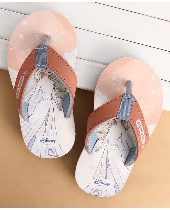 Cute Walk by Babyhug Slip Ons Flip Flops With Princess Print - Peach