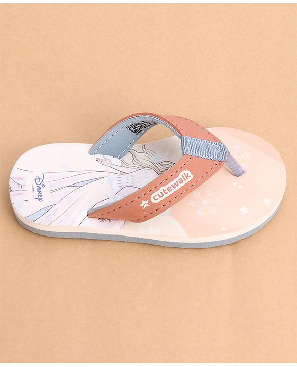 Cute Walk by Babyhug Slip Ons Flip Flops With Princess Print - Peach