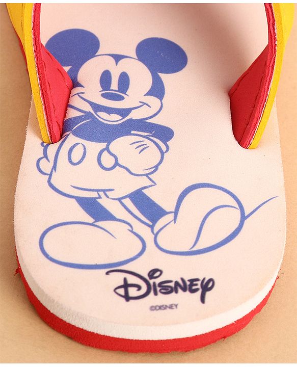 Cute Walk by Babyhug Slip Ons Flip Flops With Mickey Mouse Print - Beige