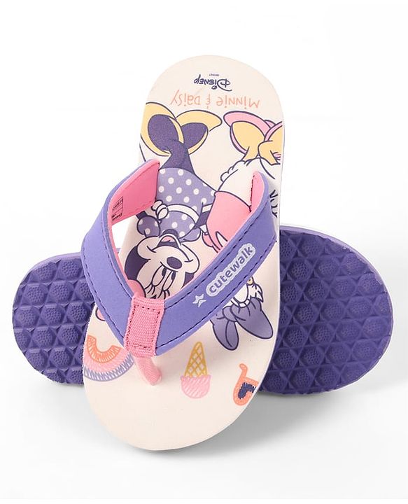 Cute Walk by Babyhug Slip-On Flip Flops With Minnie Mouse Print - Purple