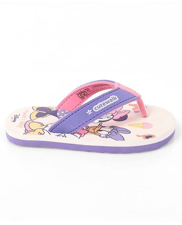 Cute Walk by Babyhug Slip-On Flip Flops With Minnie Mouse Print - Purple