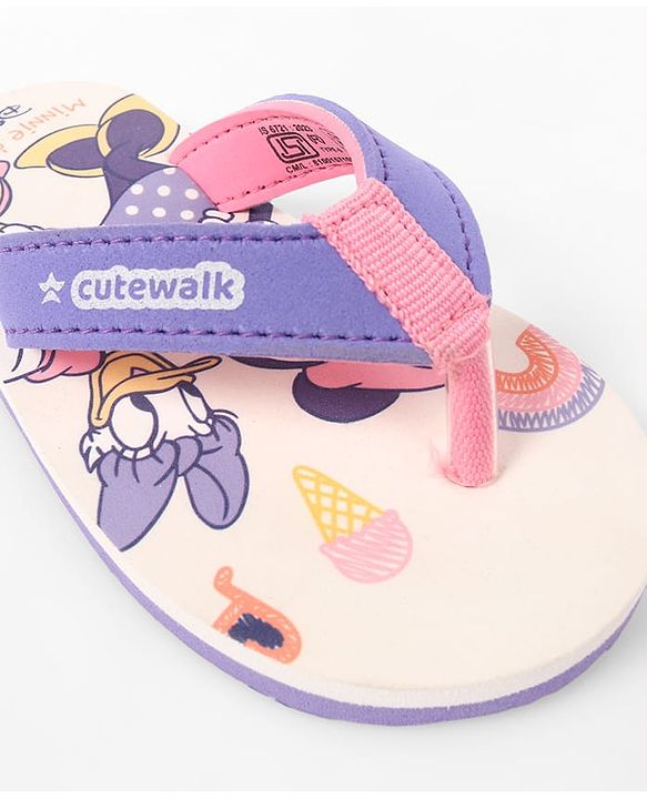 Cute Walk by Babyhug Slip-On Flip Flops With Minnie Mouse Print - Purple