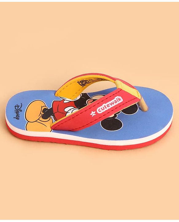 Cute Walk by Babyhug Slip On Closure Flip Flop With Mickey Mouse Graphic - Blue