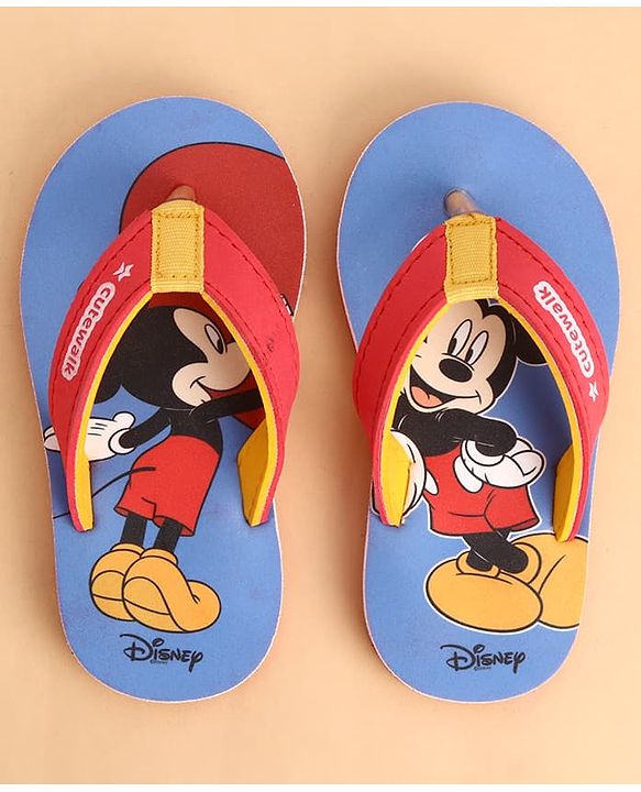 Cute Walk by Babyhug Slip On Closure Flip Flop With Mickey Mouse Graphic - Blue
