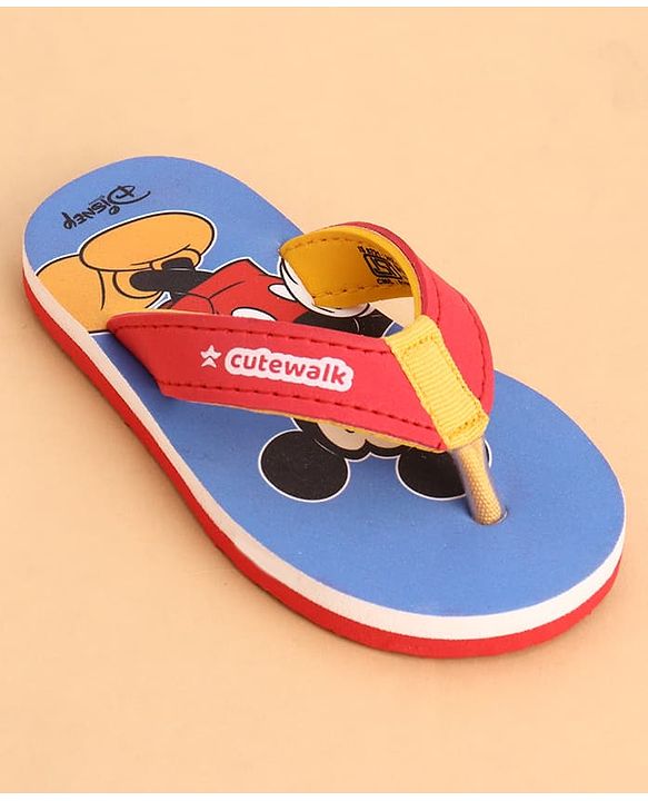 Cute Walk by Babyhug Slip On Closure Flip Flop With Mickey Mouse Graphic - Blue