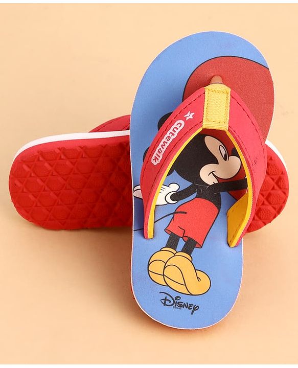 Cute Walk by Babyhug Slip On Closure Flip Flop With Mickey Mouse Graphic - Blue