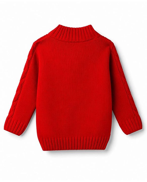 Babyhug Knit Full Sleeves Cable Knitted Pullover - Red