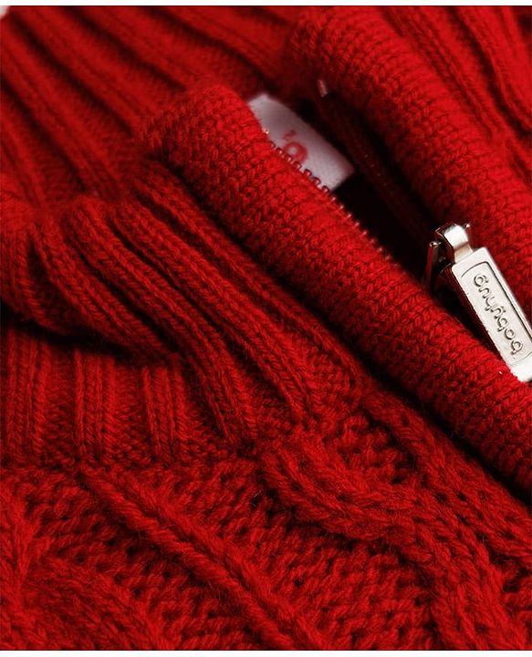 Babyhug Knit Full Sleeves Cable Knitted Pullover - Red