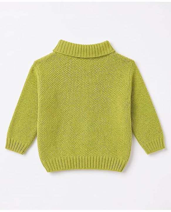 Babyhug Knit Full Sleeves Pullover Sweater With Cable Knit - Lime Green