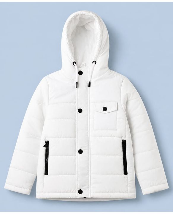 Pine Kids Woven Hoodies with Full Sleeves in White for 4-5 Years