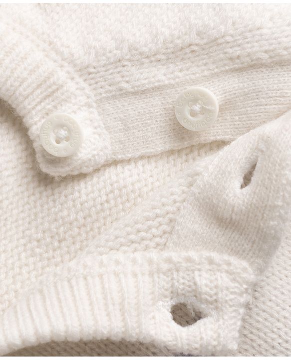 Babyhug Knit Full Raglan Sleeves  Sweater Set with Stripes - White