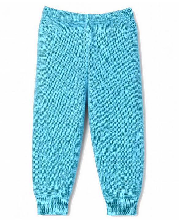 Babyhug Knit Full Sleeves Striped Sweater Set with Bear Design - Light Blue