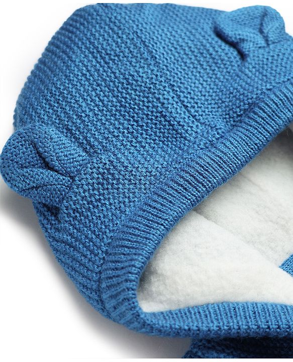 Babyhug Knit Full Sleeves Hooded Sweater Set With Paw Patch - Blue