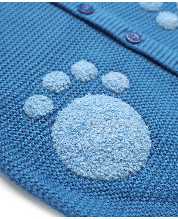 Babyhug Knit Full Sleeves Hooded Sweater Set With Paw Patch - Blue
