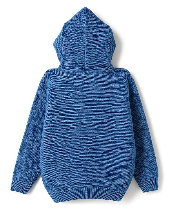 Babyhug Knit Full Sleeves Hooded Sweater Set With Paw Patch - Blue