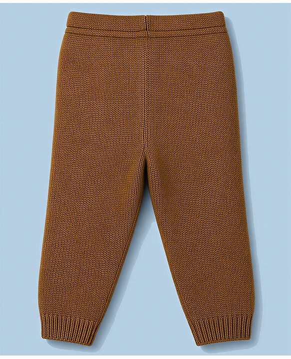 Babyhug Knit Full Sleeves Colour Block Striped Sweater Set - Brown