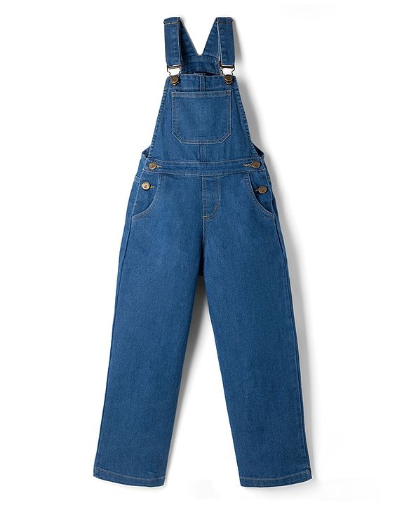 Pine Kids Cotton Woven Sleeveless Dungaree - Navy Blue