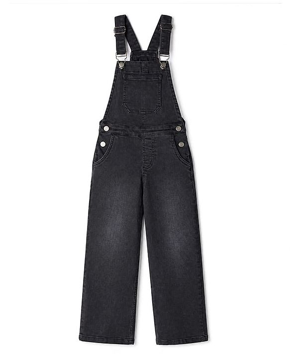 Pine Kids 100% Cotton Woven Full Length Dungarees in Black for 4-5 Years