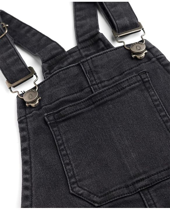 Pine Kids 100% Cotton Woven Full Length Dungarees in Black for 4-5 Years