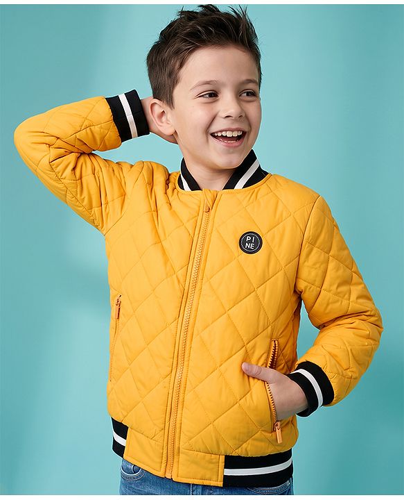 Pine Kids Woven Jacket with Full Sleeves in Golden for 4-5 Years