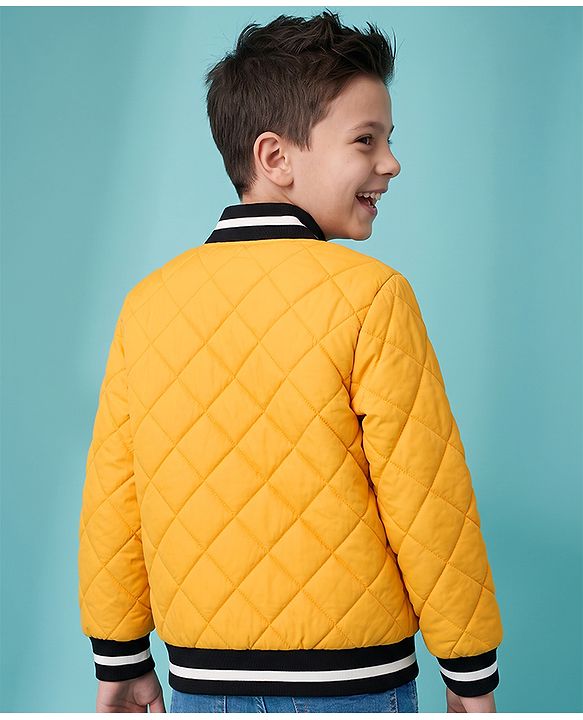 Pine Kids Woven Jacket with Full Sleeves in Golden for 4-5 Years