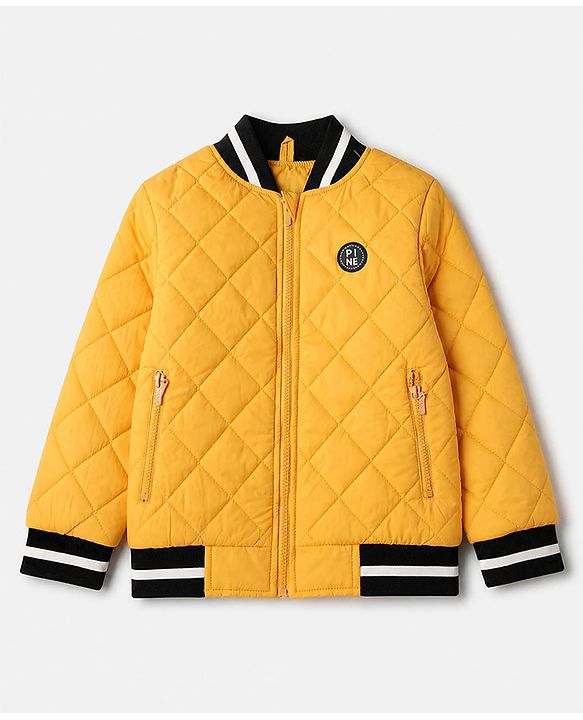 Pine Kids Woven Jacket with Full Sleeves in Golden for 4-5 Years