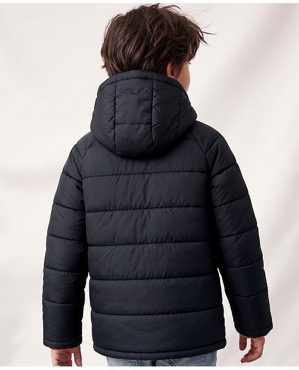 Pine Kids Woven Padded/Quilted/ Winter Jacket with Full Sleeves, Badge Patch and NYC Print in Navy Blue for 4-5 Years