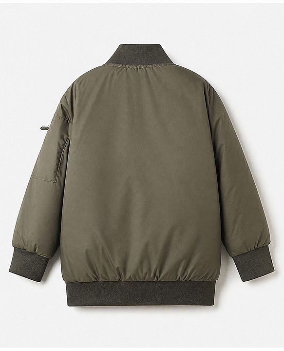 Pine Kids Woven Full Sleeves Padded Jacket with Underground Vibe Patch - Olive Green