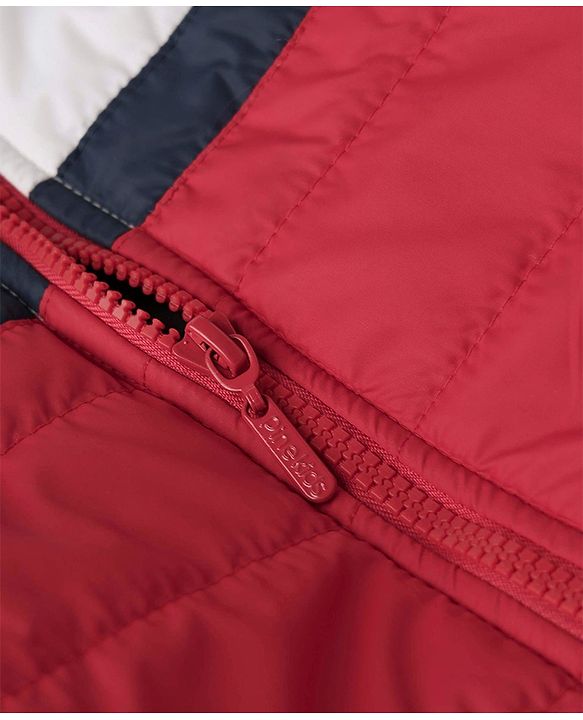 Pine Kids Woven Hoodie Jacket with Full Sleeves in Red