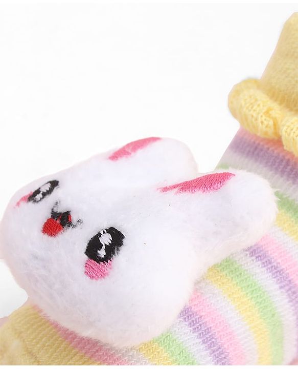 Cute Walk by Babyhug Socks With Large Bunny Applique - Yellow