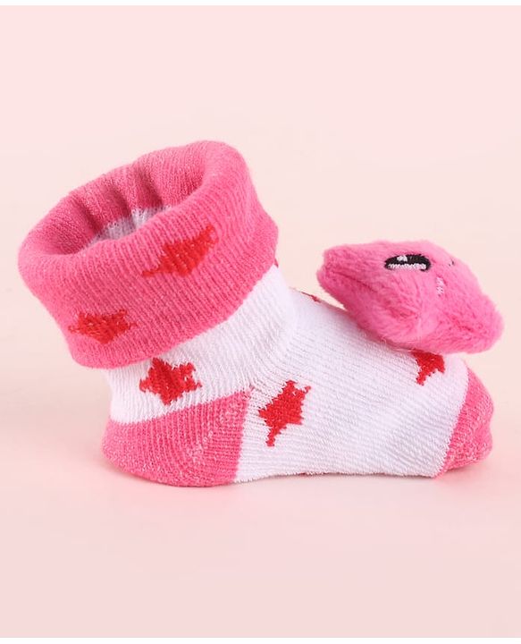 Cute Walk by Babyhug Fabric Socks Shoes With Large Star Applique - Pink