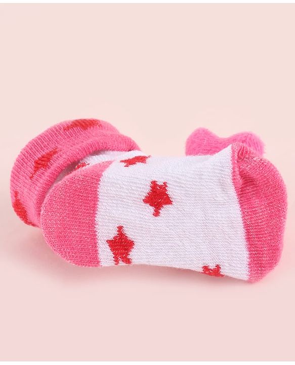 Cute Walk by Babyhug Fabric Socks Shoes With Large Star Applique - Pink