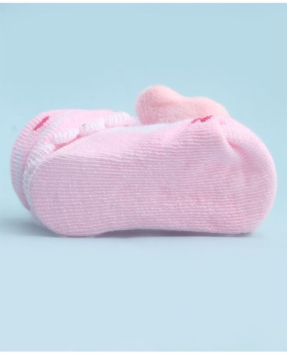 Cute Walk by Babyhug Socks With Large  Baer Applique - Pink